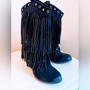 Naughty Monkey fringed black boots. New.